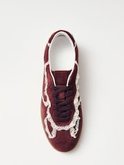 Alohas Burgundy Red Crochet Leather Trainers - Image 4 of 8