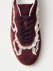 Alohas Burgundy Red Crochet Leather Trainers - Image 5 of 8