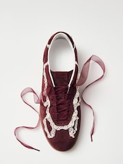 Alohas Burgundy Red Crochet Leather Trainers - Image 8 of 8