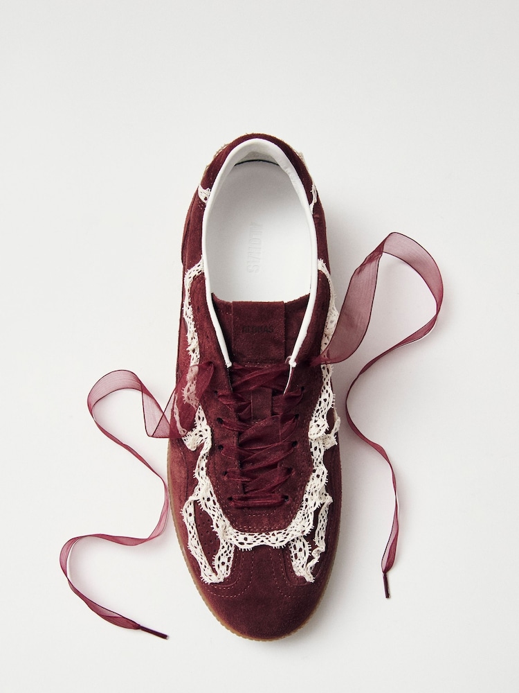Alohas Burgundy Red Crochet Leather Trainers - Image 8 of 8