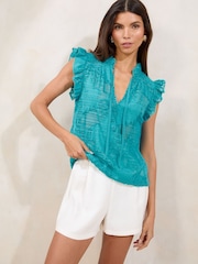 Lipsy Blue Sleeveless Burnout Blouse - Image 2 of 4