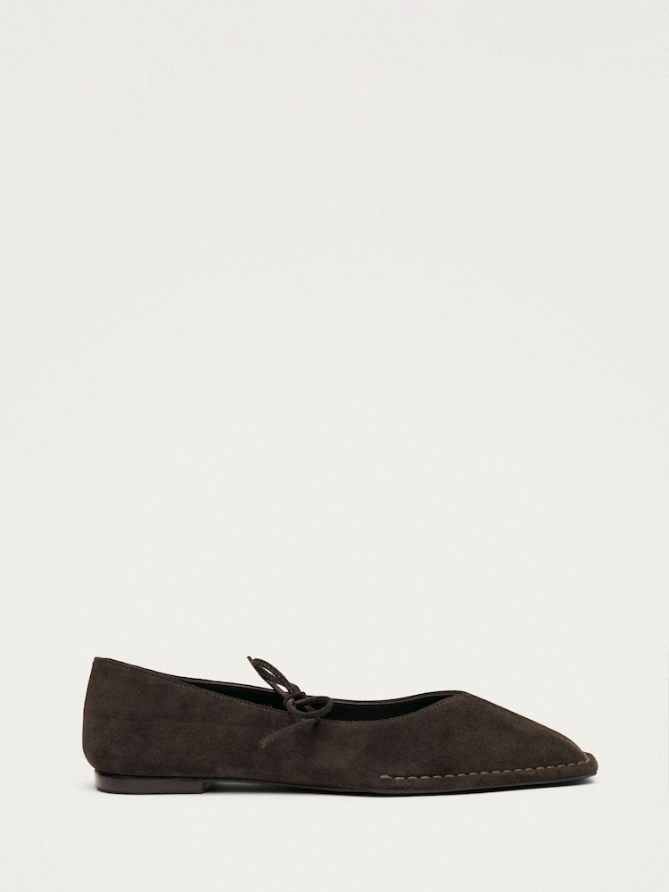 Alohas Coffee Sway Suede Square Toe Ballet Flats - Image 1 of 5 Alohas Coffee Sway Suede Square Toe Ballet Flats - Image 1 of 5