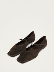 Alohas Coffee Sway Suede Square Toe Ballet Flats - Image 3 of 5