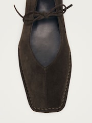 Alohas Coffee Sway Suede Square Toe Ballet Flats - Image 4 of 5
