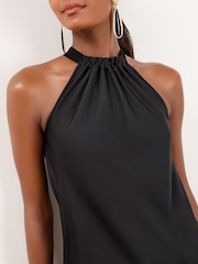 Lipsy Black Satin Chiffon Mix Halter Neck Vest - Image 3 of 4