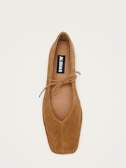 Alohas Tan Brown Sway Suede Square Toe Ballet Flats - Image 1 of 6
