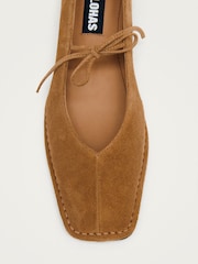 Alohas Tan Brown Sway Suede Square Toe Ballet Flats - Image 6 of 6