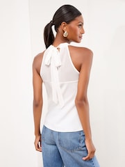 Lipsy White Satin Chiffon Mix Halter Neck Vest - Image 5 of 5