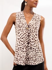 Lipsy V-Neck Button Detail Printed Top - Imagen 1 de 4