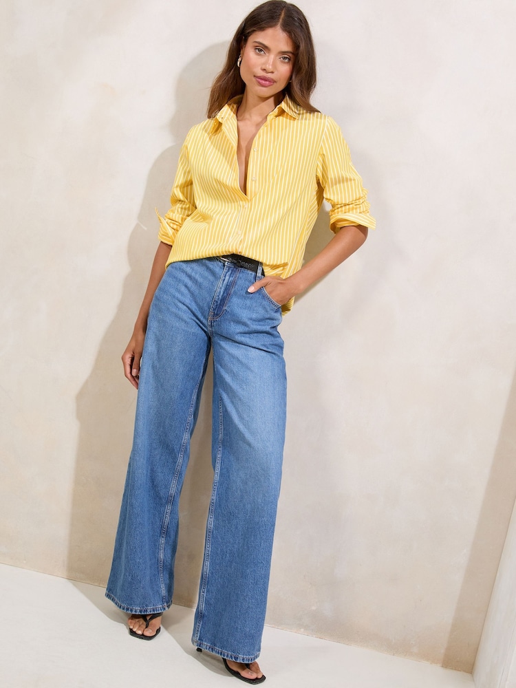 Lipsy Yellow Stripe Poplin Shirt - Image 5 of 5 Lipsy Yellow Stripe Poplin Shirt - Image 5 of 5