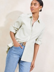 Lipsy Green Stripe Poplin Shirt - Image 4 of 5