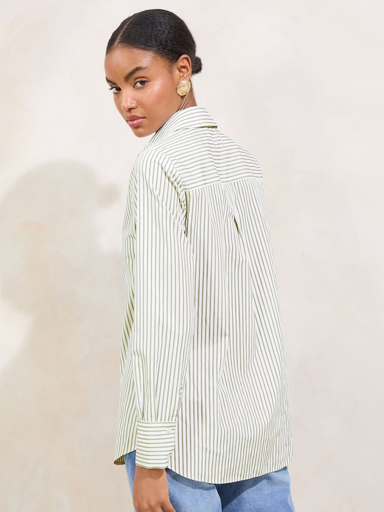 Lipsy Green Stripe Poplin Shirt - Image 5 of 5