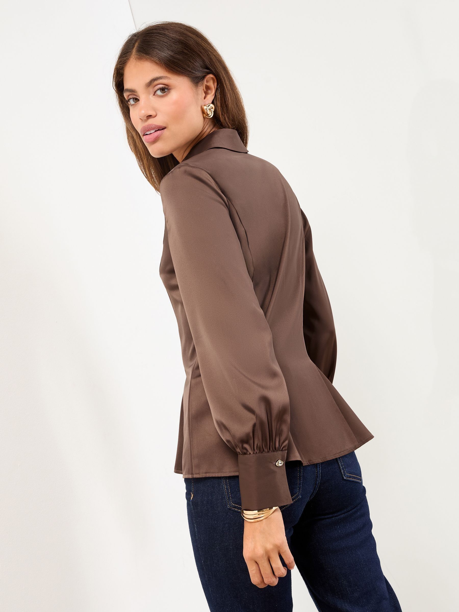 Buy Lipsy Chocolate Brown Satin Shirt from the Next UK online shop