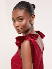 Lipsy Red Velvet Bow Satin Vest - Image 1 of 4