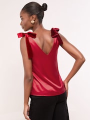 Lipsy Red Velvet Bow Satin Vest - Image 4 of 4