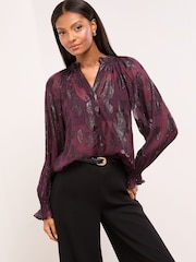 Lipsy Purple Leaf Burnout Blouse - Image 2 of 4