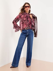 Lipsy Pink Floral Print Tie Neck Top - Image 4 of 5