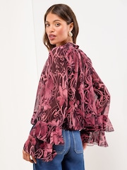 Lipsy Pink Floral Print Tie Neck Top - Image 5 of 5