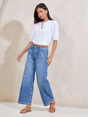 Lipsy White Broderie Puff Sleeve Top - Image 3 of 4