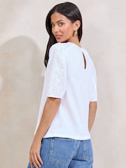 Lipsy White Broderie Puff Sleeve Top - Image 4 of 4