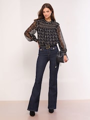 Lipsy Black Lurex Smock Top - Image 3 of 4
