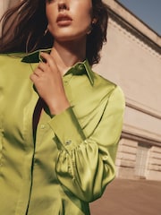 Lipsy Green Satin Godet Detail Shirt - Image 3 of 5