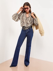 Lipsy Snake Print Burnout Long Sleeve Blouse - Image 2 of 4