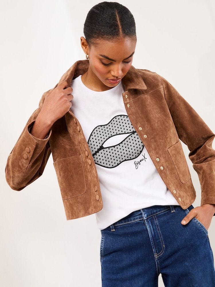 Lipsy White Bisou Lips Crew Neck T-Shirt - Image 2 of 4