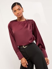 Purple Button Detail - Lipsy Satin Blouse - Bild 1 von 5