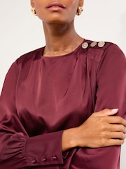 Purple Button Detail - Lipsy Satin Blouse - Bild 4 von 5
