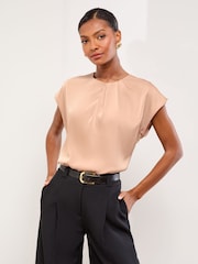 Lipsy Pink Satin Ruched Top - Image 1 of 4