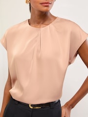 Lipsy Pink Satin Ruched Top - Image 3 of 4