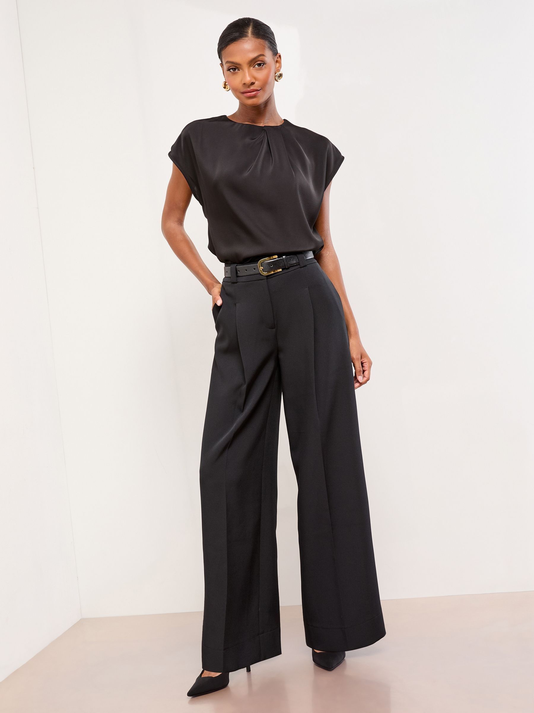 Buy Lipsy Black Satin Drape Top from Next Romania