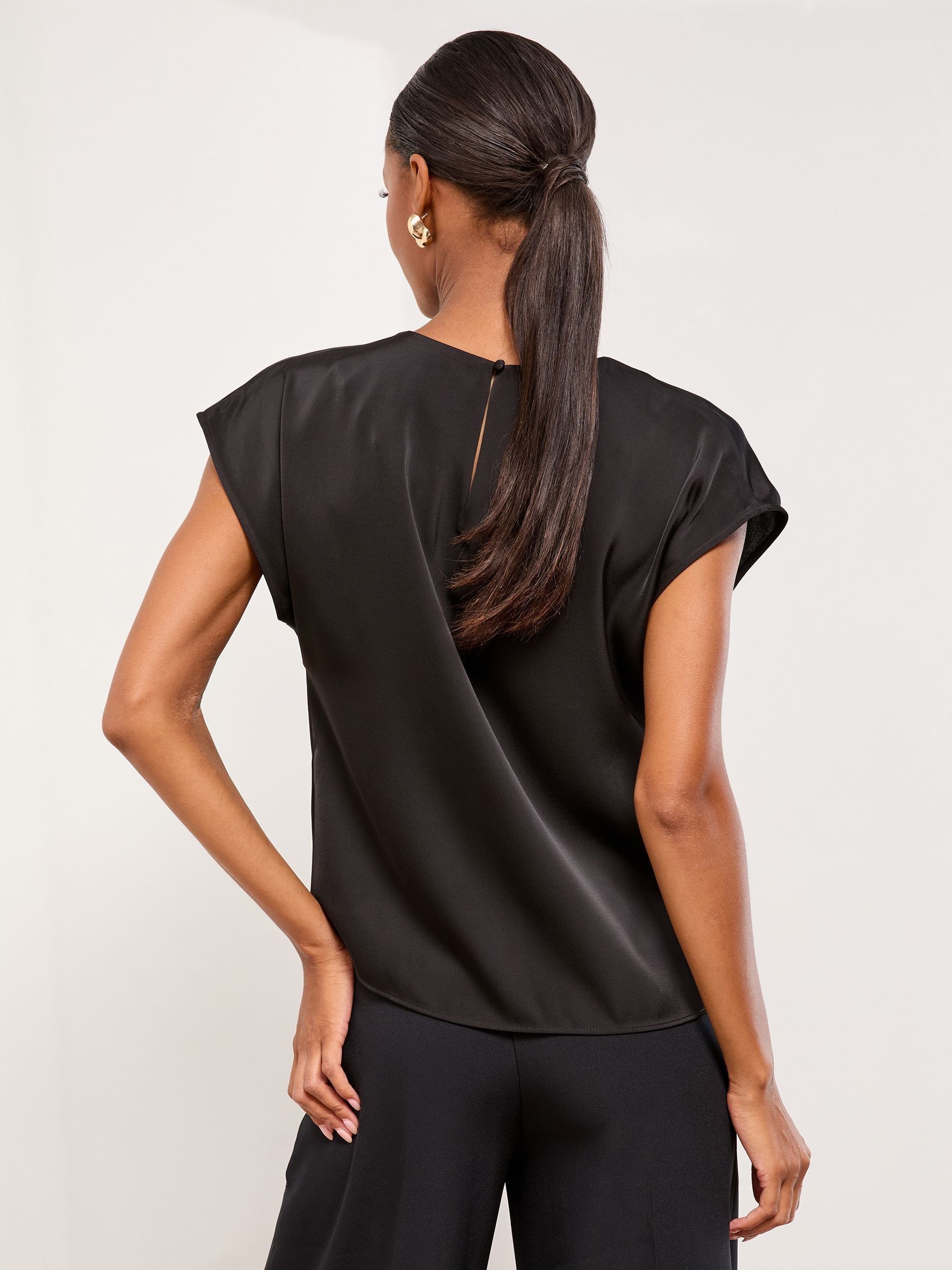 Buy Lipsy Black Satin Drape Top from Next Romania Buy Lipsy Black Satin Drape Top from Next Romania