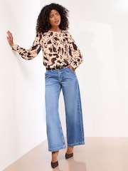 Lipsy Cow Print Blouson Sleeve Blouse - Image 3 of 4