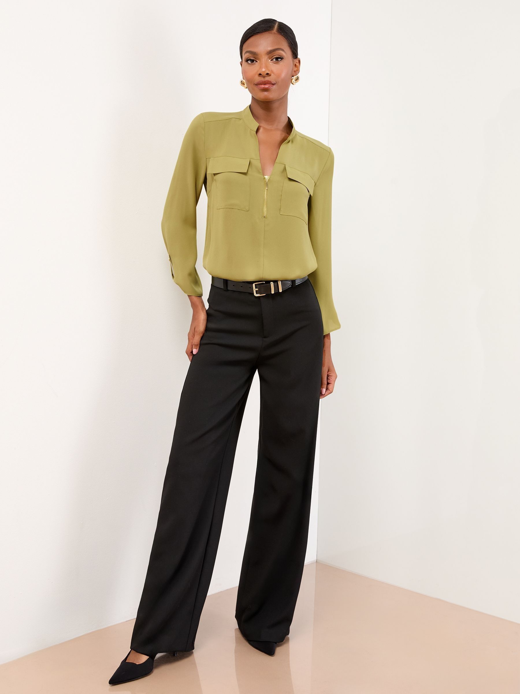 Buy Lipsy Green Zip Front Utility Pocket Blouse from Next USA