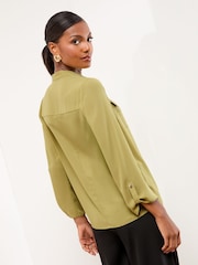 Lipsy Green Zip Front Utility Pocket Blouse - Image 4 of 5