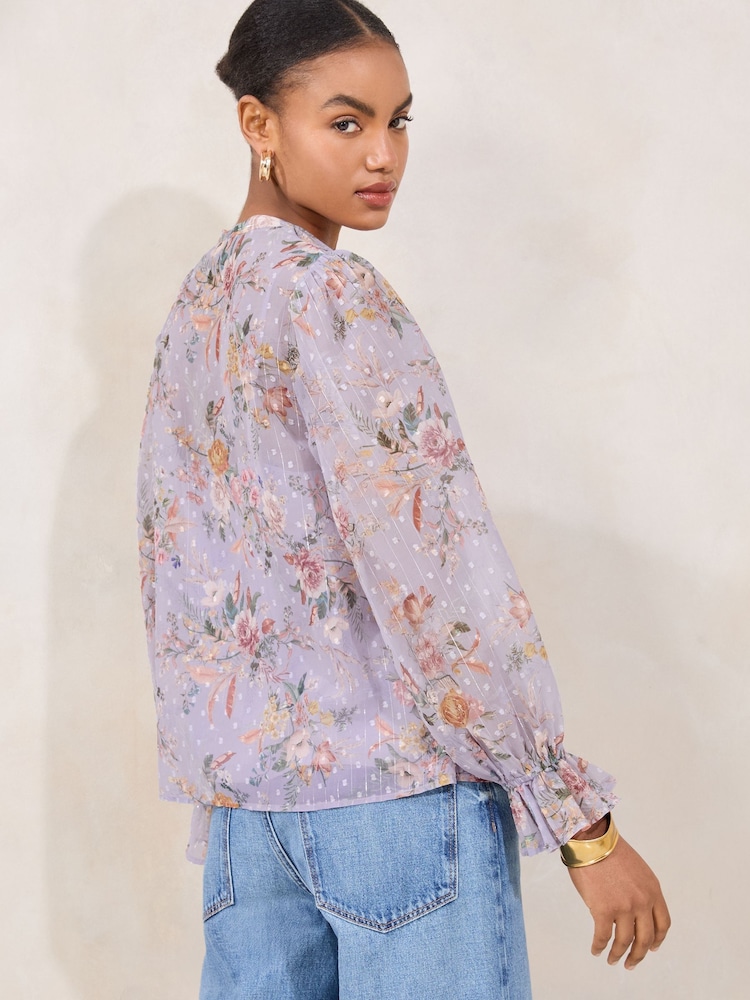 Lipsy Green Long Sleeve Blouse With 3D Floral Print Ties - Image 4 of 4 Lipsy Green Long Sleeve Blouse With 3D Floral Print Ties - Image 4 of 4