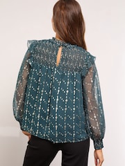 Lipsy Green Lurex Smock Top - Image 4 of 4