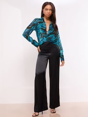 Lipsy Blue Zebra Chiffon Printed Shirt - Image 2 of 4