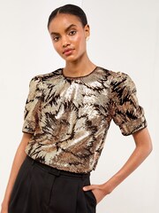 Lipsy Print Puff Sleeve T-Shirt - Slika 1 iz 4