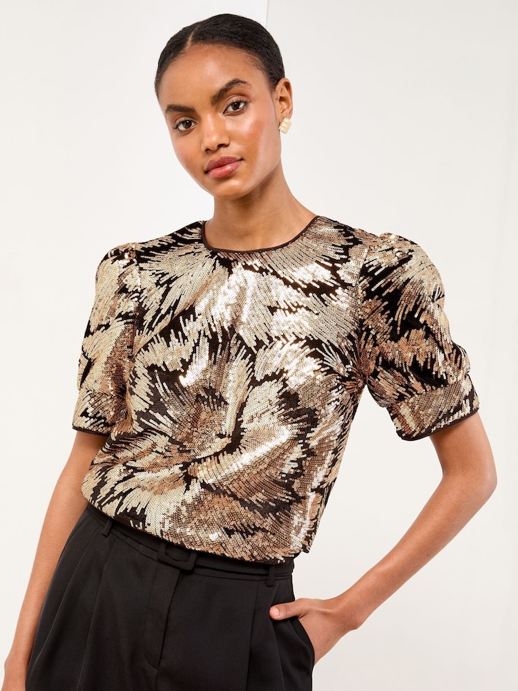 Lipsy Print Puff Sleeve T-Shirt - Slika 1 iz 4