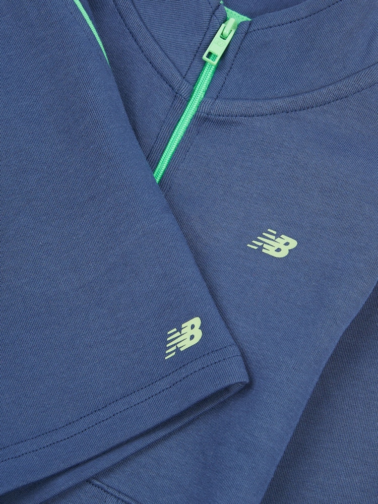 New Balance Blue Kids Zip 100% Cotton T-Shirt & Shorts Set - Image 3 of 5