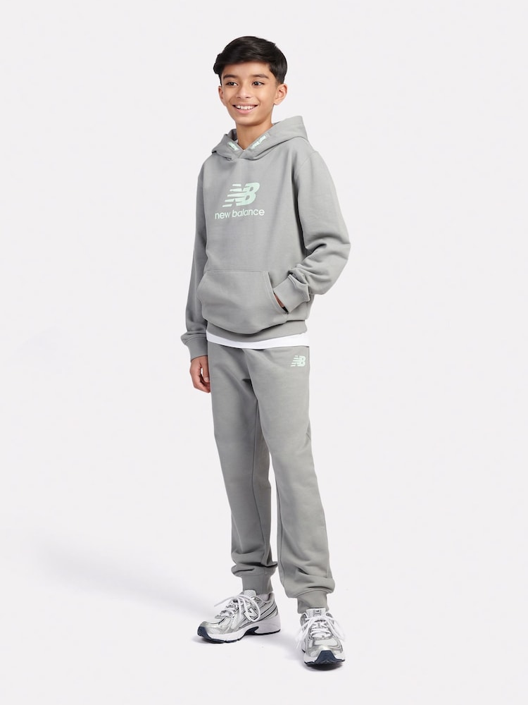 New Balance Grey Kids French Terry Logo Hoodie Jog Set - Image 1 of 10