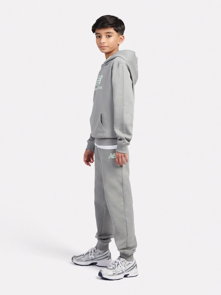 New Balance Grey Kids French Terry Logo Hoodie Jog Set - Image 2 of 10