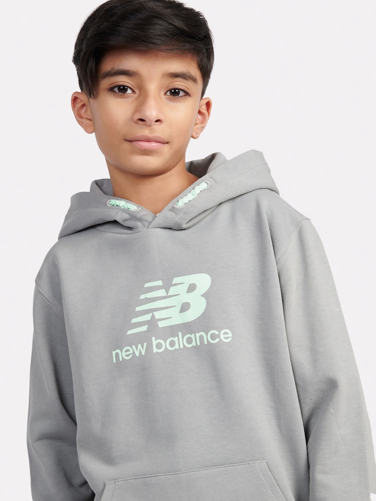 New Balance Grey Kids French Terry Logo Hoodie Jog Set - Image 3 of 10