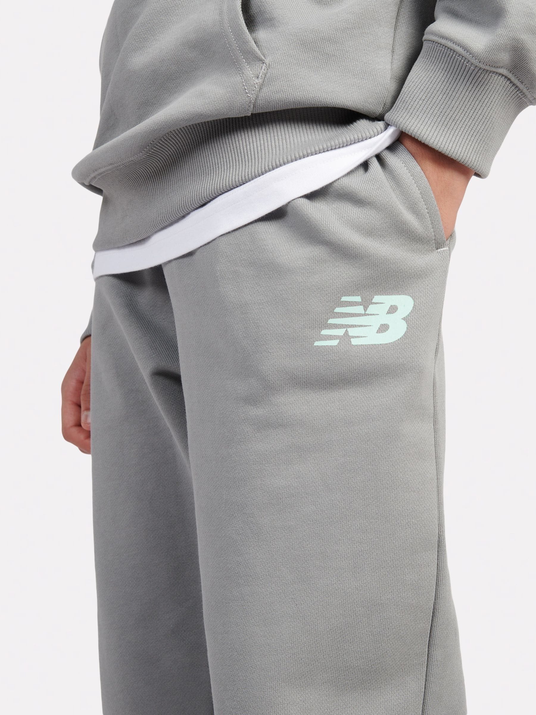 Buy New Balance Grey Kids French Terry Logo Hoodie Jog Set from
