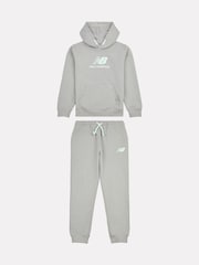 New Balance Grey Kids French Terry Logo Hoodie Jog Set - Image 6 of 10