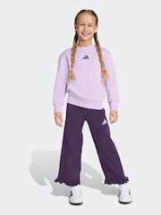 adidas Purple Little Kids Sweatshirt and Frill Joggers Set - Image 1 of 8