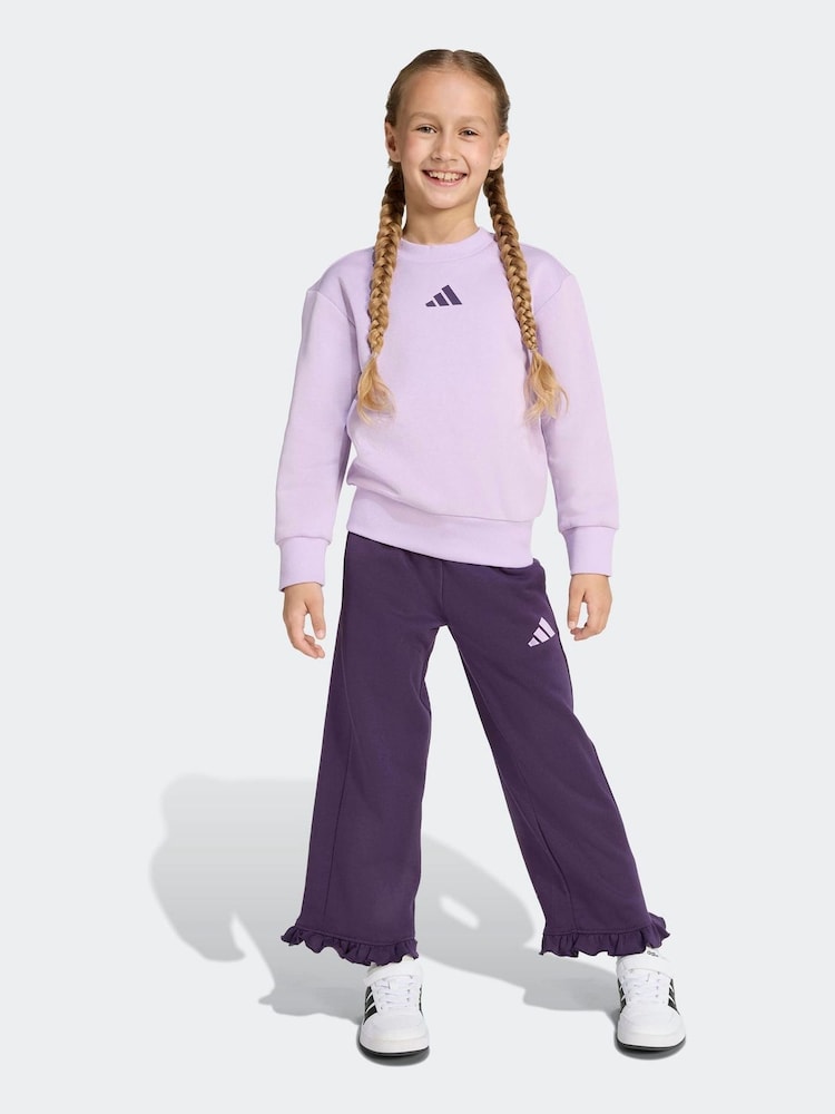 adidas Purple Little Kids Sweatshirt and Frill Joggers Set - Image 1 of 8 adidas Purple Little Kids Sweatshirt and Frill Joggers Set - Image 1 of 8